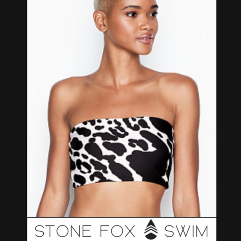 Stone Fox Swim Soma Bandeau Bikini Top Rodeo Cow - Picture 2 of 3